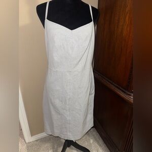 Banana Republic Gray Shift Dress Knee Length Linen Size 12